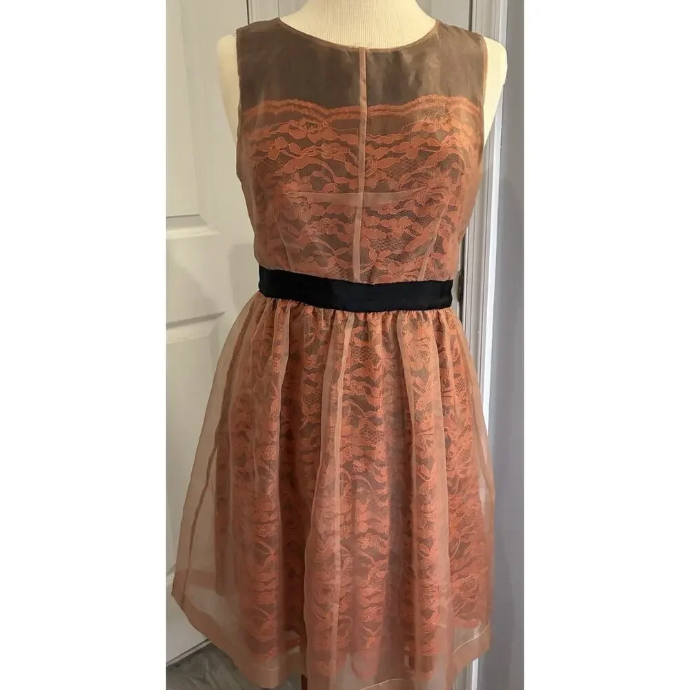Lilly Wang For Lilly’s Closet Anthropology Frattina Lace Mesh Organza Dress 8